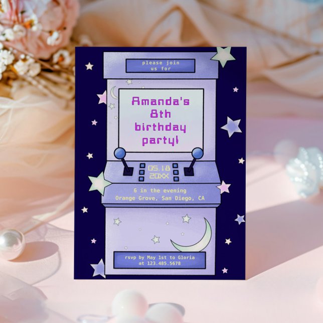 Juego de arcade de retro lindo niños Invitación de (Subido por el creador)