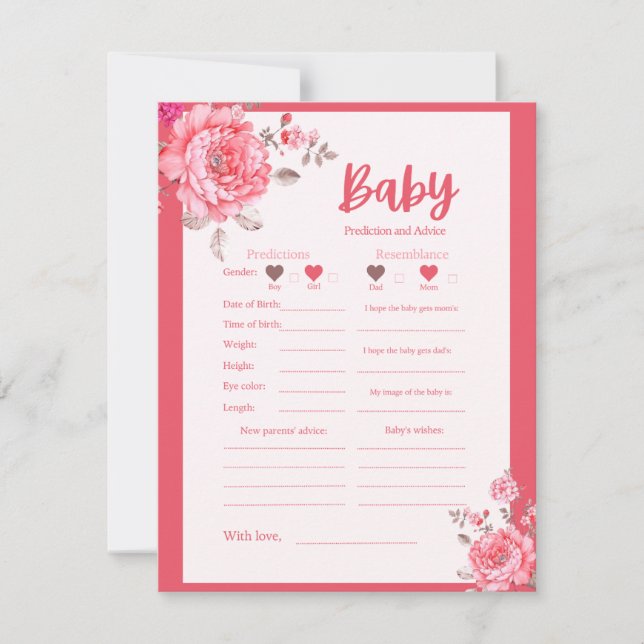 Juego de asesoramiento y predicción de Baby Shower (Anverso)