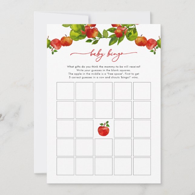Juego de Baby Shower Apple Baby Bingo (Anverso)