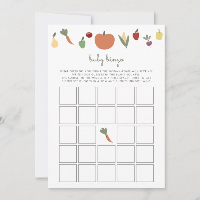 Juego de Baby Shower de bingo bebé de crecimiento  (Anverso)