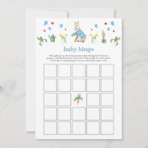 Juego de Baby Shower de Bingo Bebé de Peter Rabbit