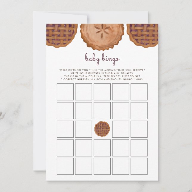 Juego de Baby Shower de Bingo de Bebé Cutie Pie de (Anverso)