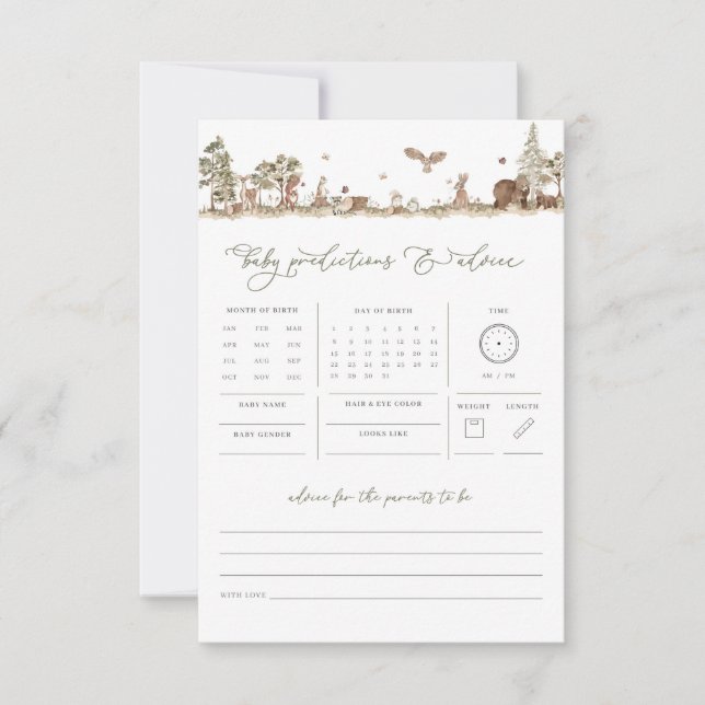 Juego de Baby Shower de Woodland Baby Predictions (Anverso)