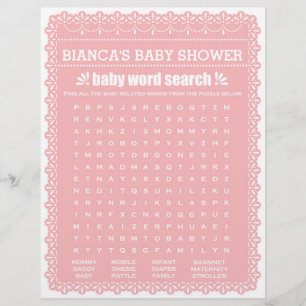 Juego de Baby Shower en papel rosa