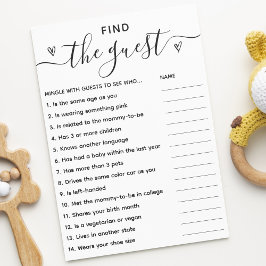 Juego de Baby Shower Encuentra La Tarjeta Minimali