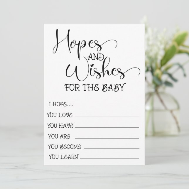 Juego de baby shower, Esperanzas para el bebé, bab (Anverso de pie)