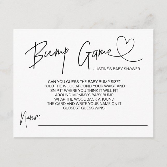 Juego de Baby Shower lindo Bebé Adivina tarjetas C (Anverso)