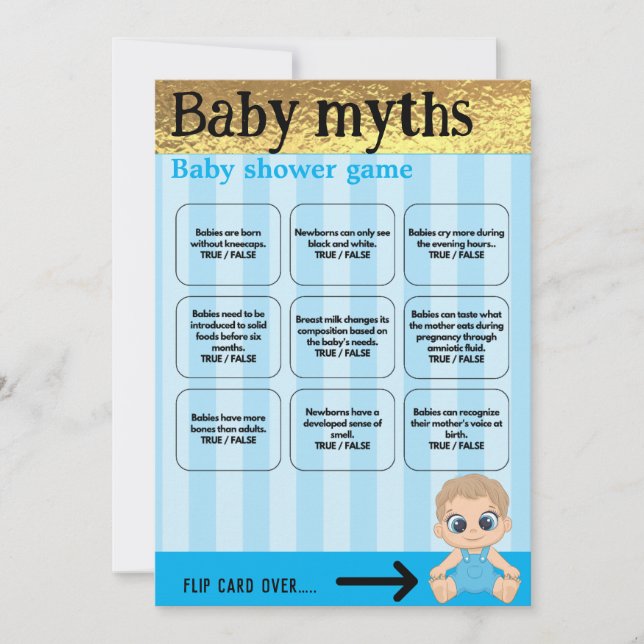 Juego de Baby Shower Niño Azul y Dorado Baby Boy B (Anverso)