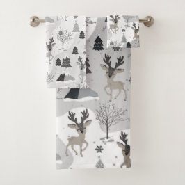 Juego de baño de renos de vacaciones - Niebla gris