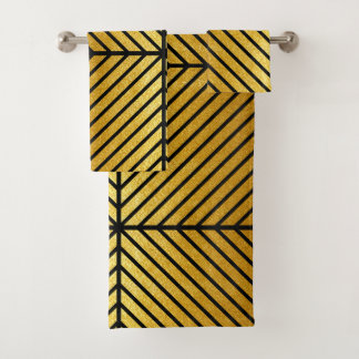 Juego de Baño de textura Diagonal de hoja de oro a