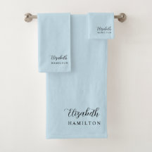 Juego de baño personalizado azul pastel bonito