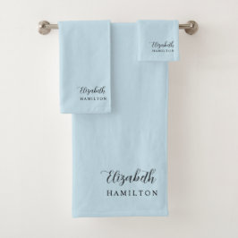 Juego de baño personalizado azul pastel bonito