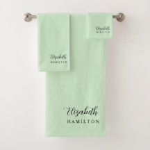 Juego de baño personalizado de verde pastel bonito
