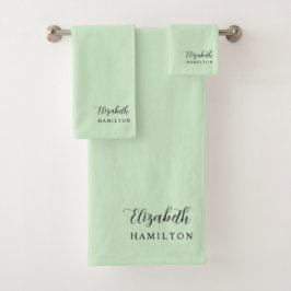 Juego de baño personalizado de verde pastel bonito