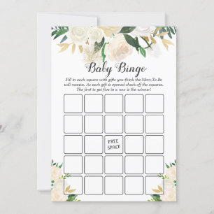 Juego de bingo Baby Shower Floral de rosa blanca c