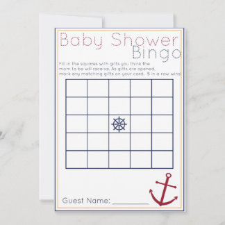 Juego de Bingo Baby Shower Nautical