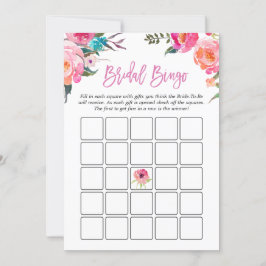 Juego de Bingo Bridal Shower | Flora rosa acuarela