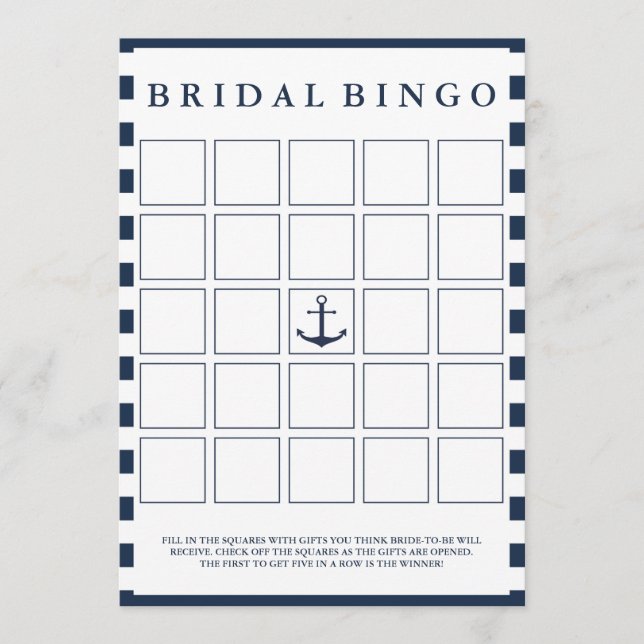 Juego de Bingo de Ducha Bridal de la Marina Náutic (Anverso)