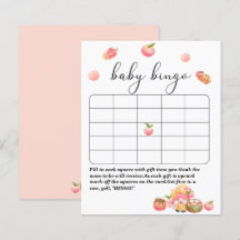 Juego de bingo de ducha para bebés de durazno Hoja