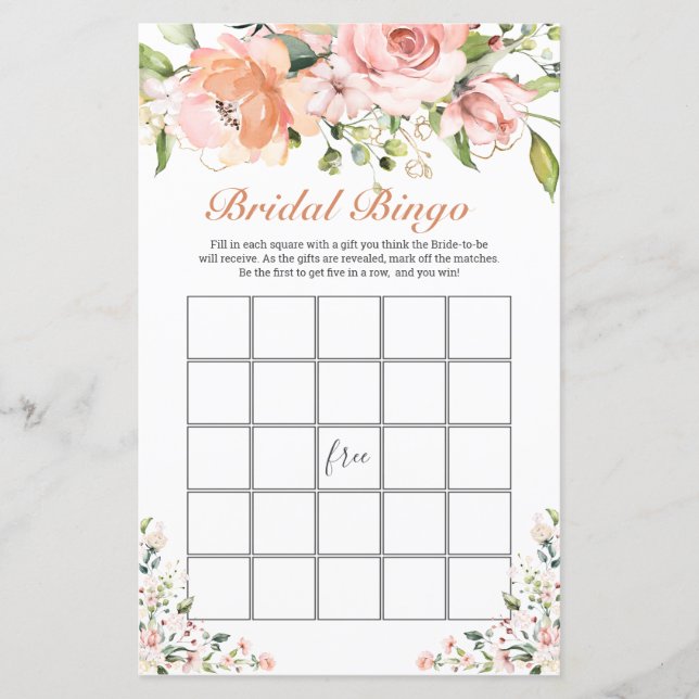 Juego de Bingo de Novias Hoja de Papel de Verdor F (Anverso)