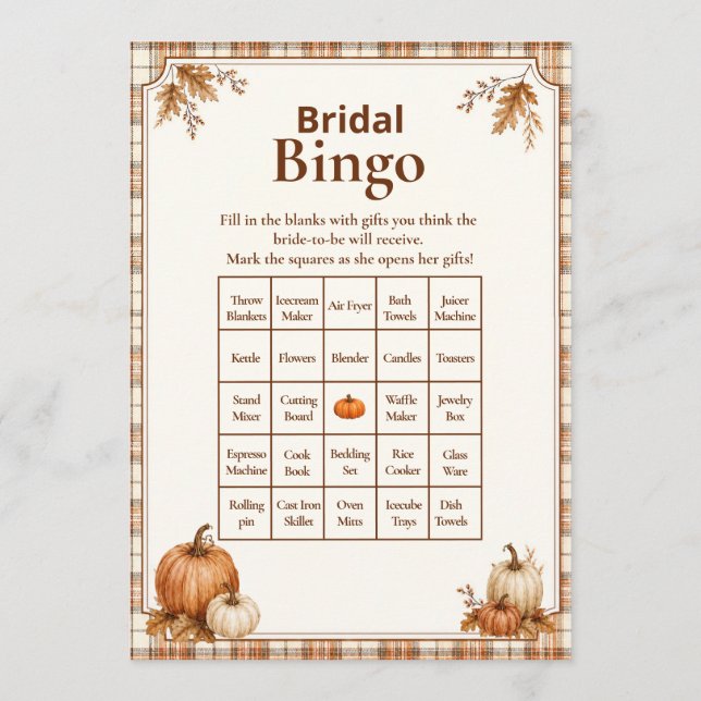 Juego de Bingo Editable de Ducha de Novia con Cuad (Anverso)