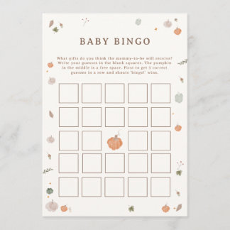 Juego de Bingo para Baby Shower de Otoño Calabacit