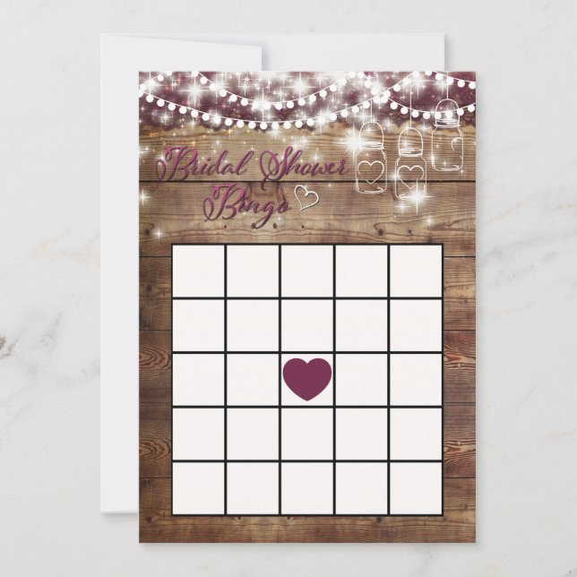 Juego de Bingo para Despedida de Soltera Rústico M (Anverso)