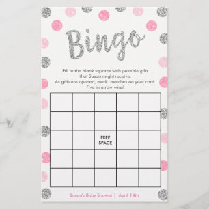 Juego de Bingo-Purse, tarjeta de plata y rosa de 2