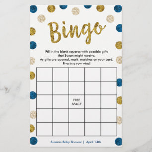 Juego de Bingo-Purse, tarjeta dorada y azul a dos