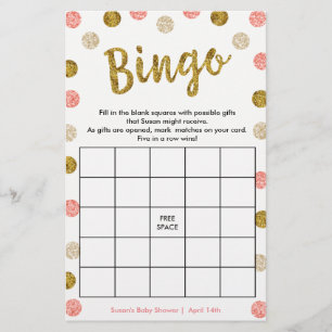 Juego de Bingo-Purse, tarjeta dorada y rosa de 2 l