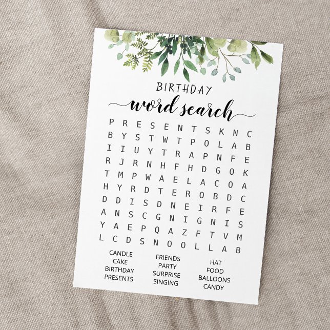 Juego de búsqueda de Word de cumpleaños Tarjeta de (Subido por el creador)
