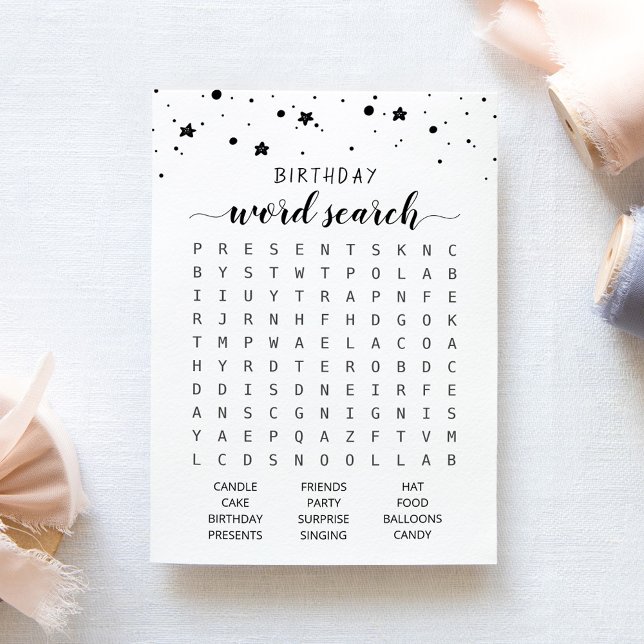 Juego de búsqueda de Word de cumpleaños Tarjeta de (Subido por el creador)