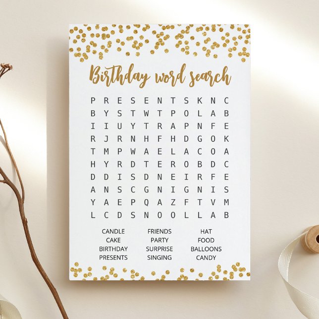Juego de búsqueda de Word de cumpleaños Tarjeta de (Subido por el creador)