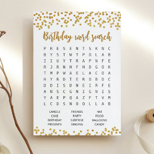 Juego de búsqueda de Word de cumpleaños Tarjeta de