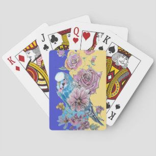 Juego de Cartas Azules de Budgie Rosa Roja Flor