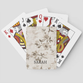 Juego de cartas con diseño floral marrón