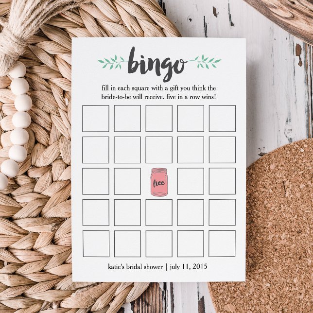 Juego de cartas de bingo de ducha de novia, Jar bo (Subido por el creador)
