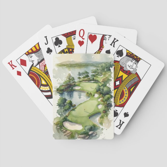 Juego de cartas de golf de acuarela artificial (Reverso)
