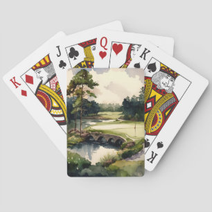 Juego de cartas de golf de acuarela artificial