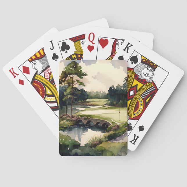 Juego de cartas de golf de acuarela artificial (Reverso)