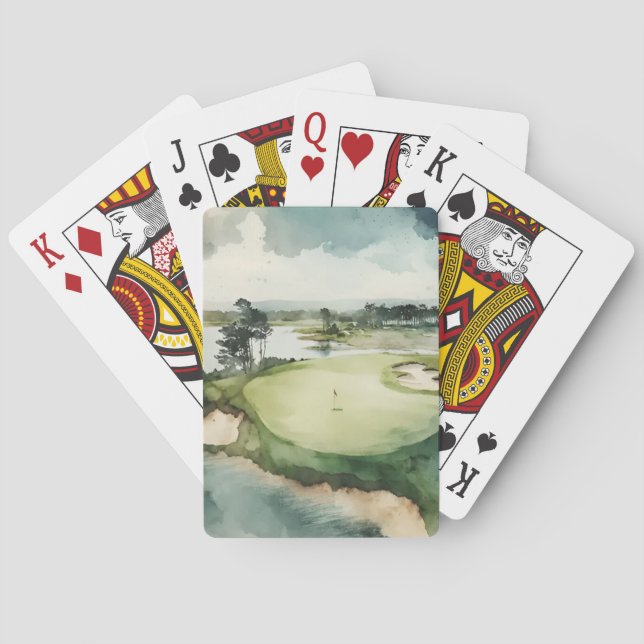 Juego de cartas de golf de acuarela artificial (Reverso)