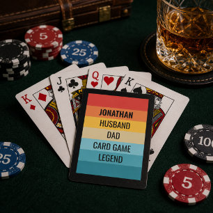 Juego de Cartas de Rayas Retro Leyenda Nombre Pers