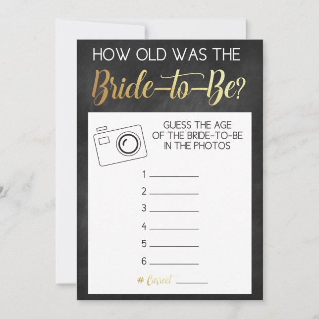 Juego de Chalkboard - Adivina la edad de la novia  (Anverso)