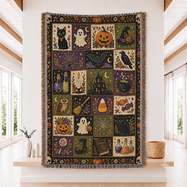 Juego de colcha de patchwork de Halloween Manta te (Subido por el creador)