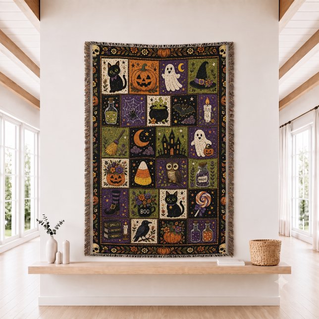 Juego de colcha de patchwork de Halloween Manta te (Subido por el creador)