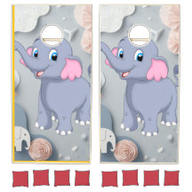 Juego de Cornhole conjunto de elefante bebé azul l