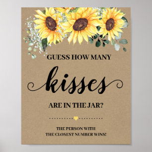 Juego de Cuántos Besos señal de Bridal Shower Gira