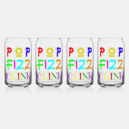 Juego de cuatro vasos de lata impresos para Año Nu