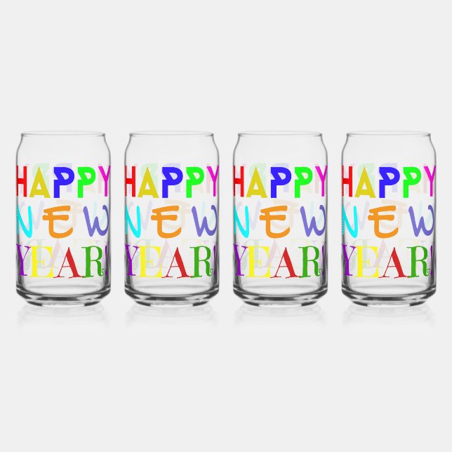 Juego de cuatro vasos de lata impresos para Año Nu (Anverso)