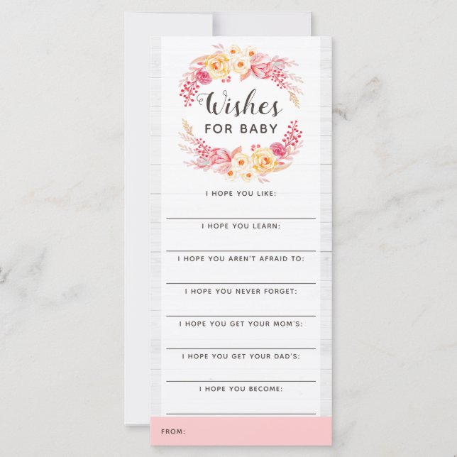 Juego de deseos de Baby Shower Shabby Chic Rustic  (Anverso)